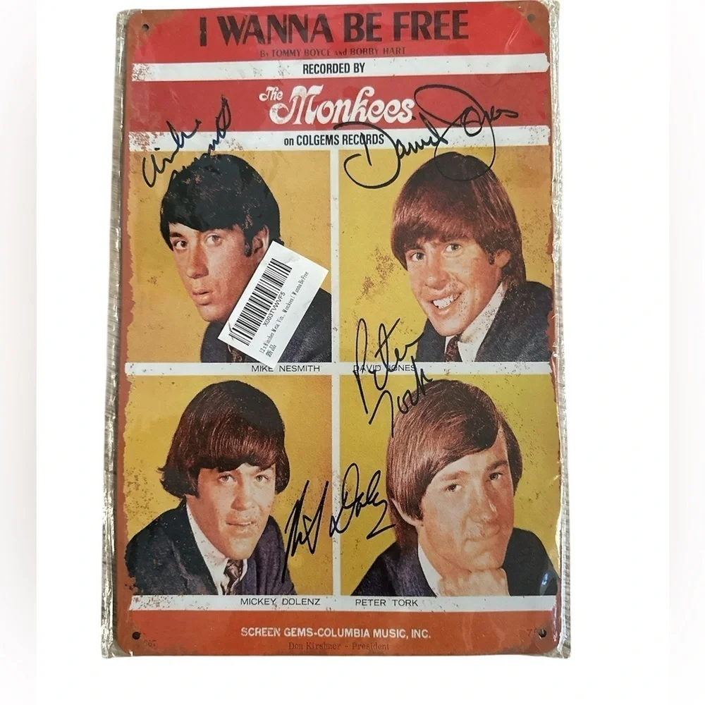Tin Metal Retro Wall Sign Decor The Monkees Brand New